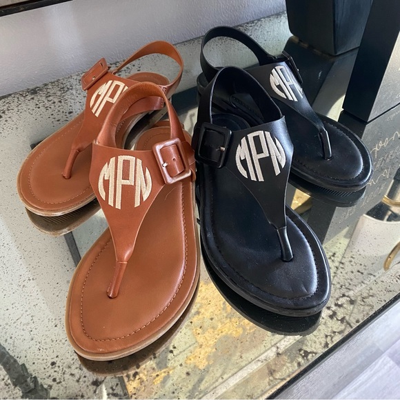 Pierre Dumas Shoes - 2 Pair Bundle Pierre Dumas Sandals in colors Black and Tan/Brown. *Monogrammed*